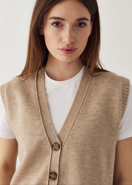 Noella N-Marilynn Knit Vest Sand Melange