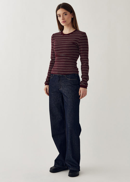 Noella N-Mykel LS Top Dizzy Burgundy Stripe