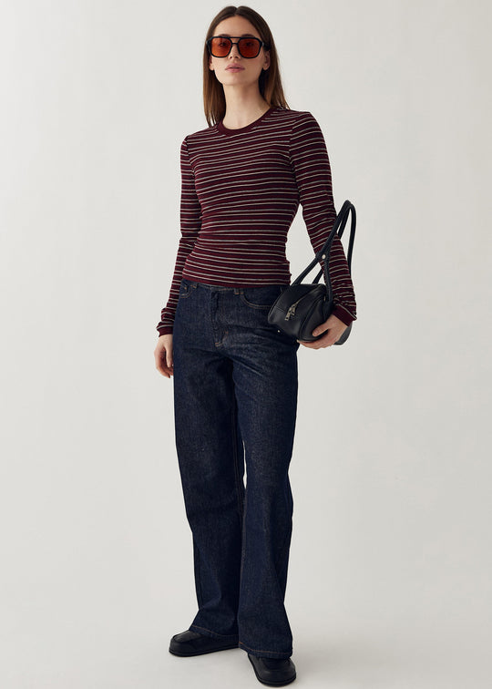Noella N-Mykel LS Top Dizzy Burgundy Stripe