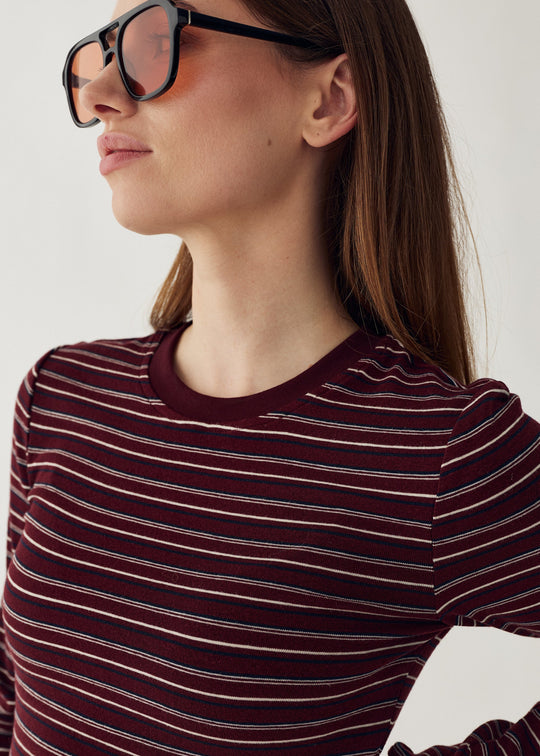 Noella N-Mykel LS Top Dizzy Burgundy Stripe