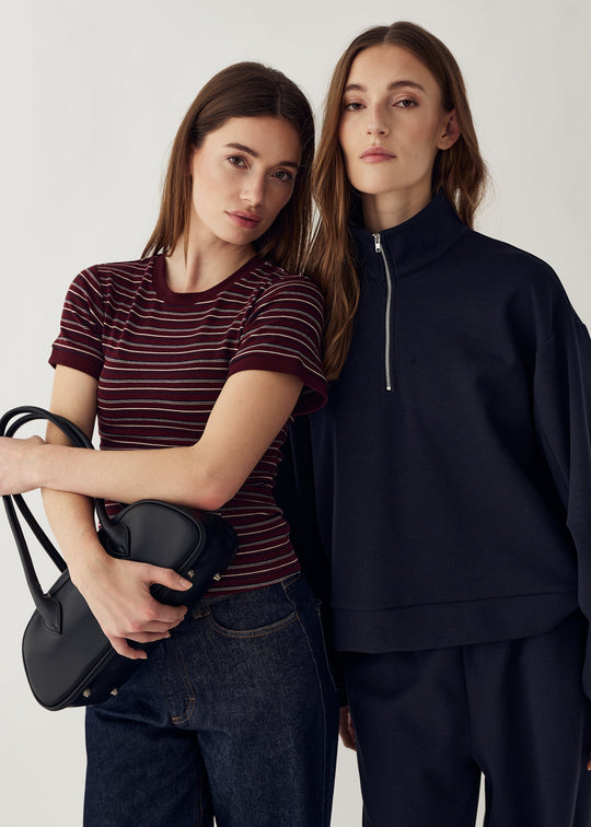 Noella N-Mykel Top Dizzy Burgundy Stripe