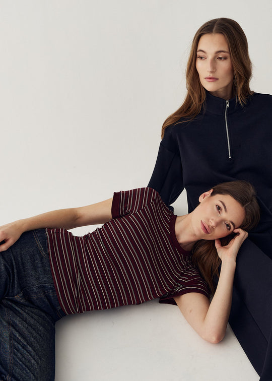 Noella N-Mykel Top Dizzy Burgundy Stripe
