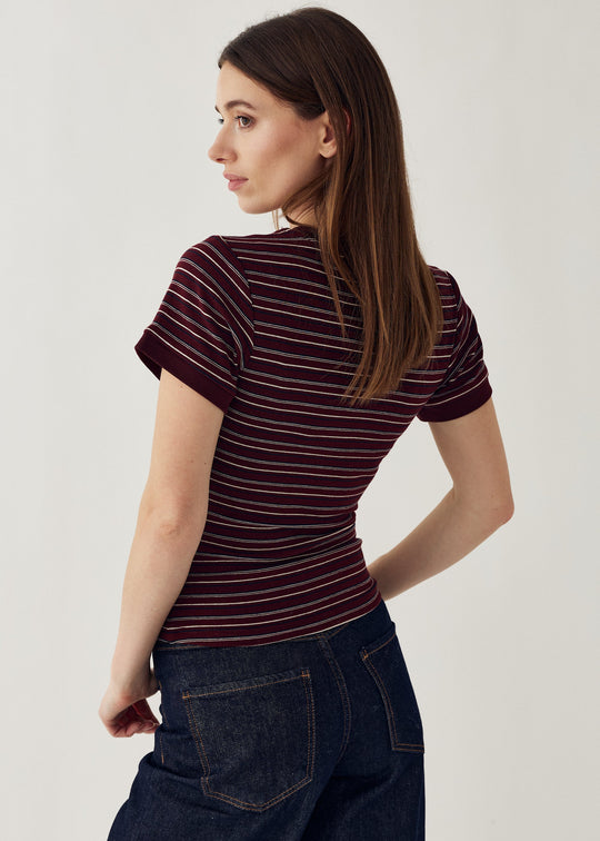 Noella N-Mykel Top Dizzy Burgundy Stripe