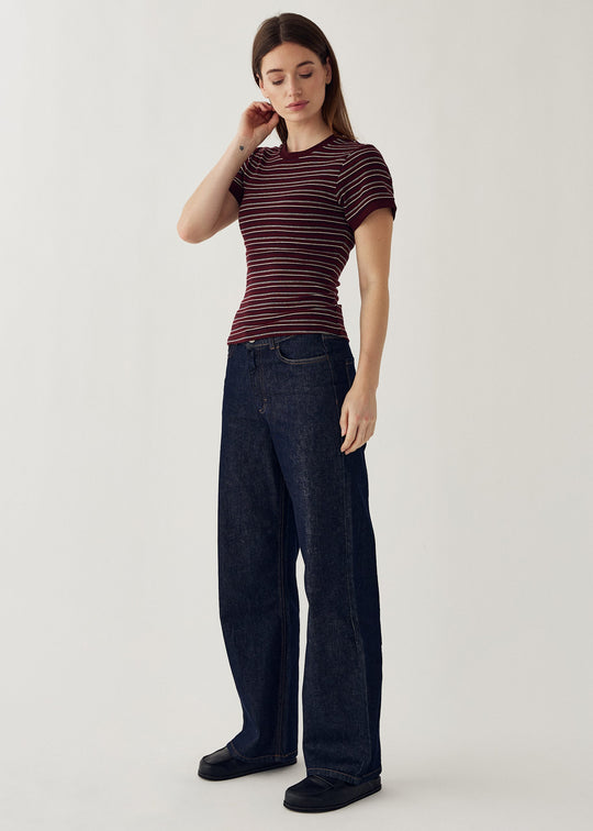 Noella N-Mykel Top Dizzy Burgundy Stripe