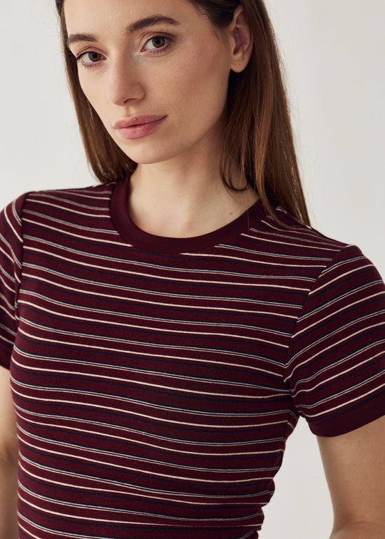 Noella N-Mykel Top Dizzy Burgundy Stripe