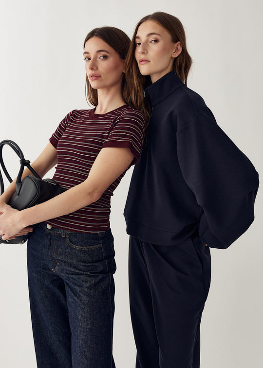 Noella N-Mykel Top Dizzy Burgundy Stripe