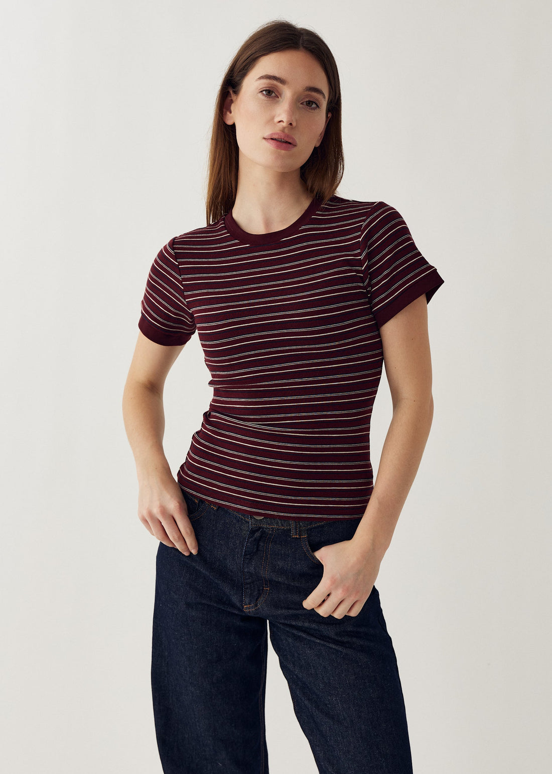 Noella N-Mykel Top Dizzy Burgundy Stripe