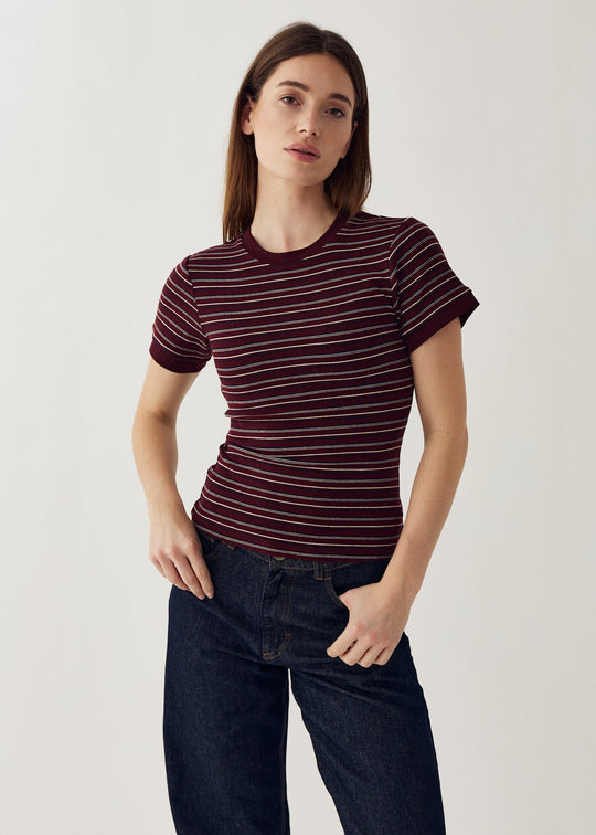 Noella N-Mykel Top Dizzy Burgundy Stripe