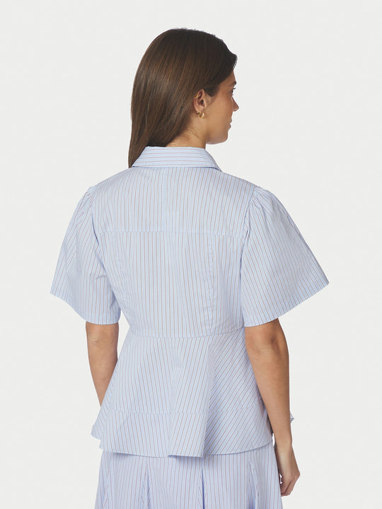 Neo Noir Janelle Stripe Shirt Blue/Brown Stripe