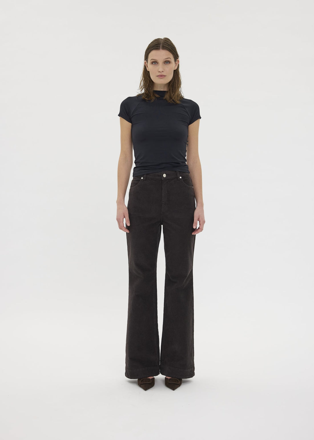 Five Units Odettefv pants Dark Coffee corduroy (brown)