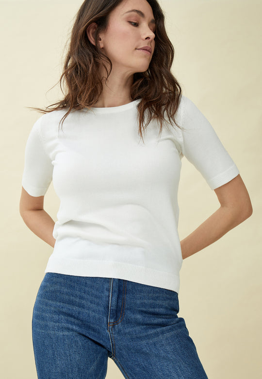 Peppercorn PCTana Short Sleeve Pullover Cloud Dancer