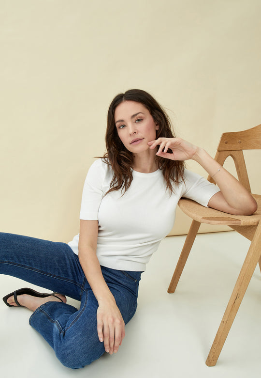 Peppercorn PCTana Short Sleeve Pullover Cloud Dancer