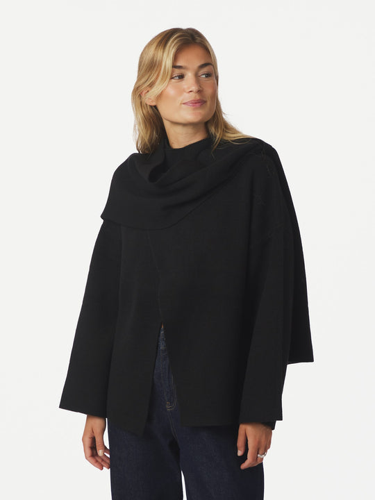 Neo Noir Wals Knit Scarf Blouse Black