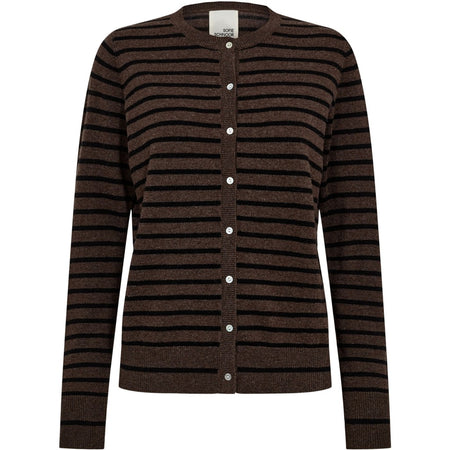 Sofie Schnoor Cisse stripe cardigan dark brown black stripe