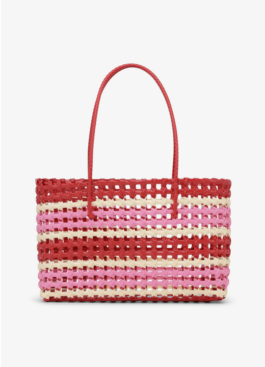 Sui Ava Kaya Woven Tote Big Pink Striped