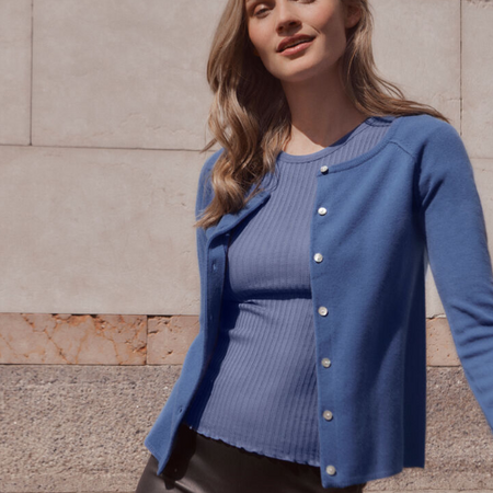 Rosemunde Laica Cashmere LS O-neck Raglan Cardigan Dutch Blue