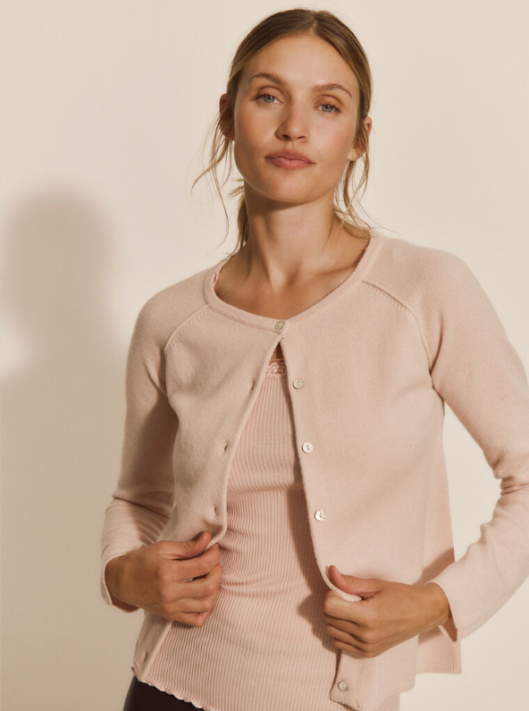 Rosemunde Laica Cashmere LS O-neck Raglan Cardigan Rose Smoke