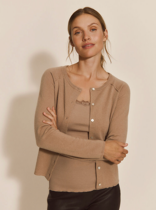 Rosemunde Laica Cashmere LS O-neck Raglan Cardigan Mocha Meringue