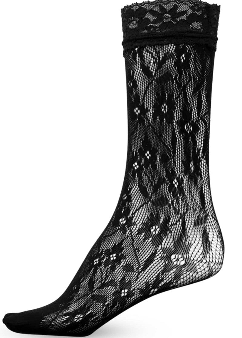 Sui Ava Flower Lace Socks Black/Flowers