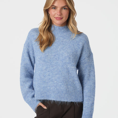 Neo Noir Paulina Fluffy Knit Blouse Dusty Blue