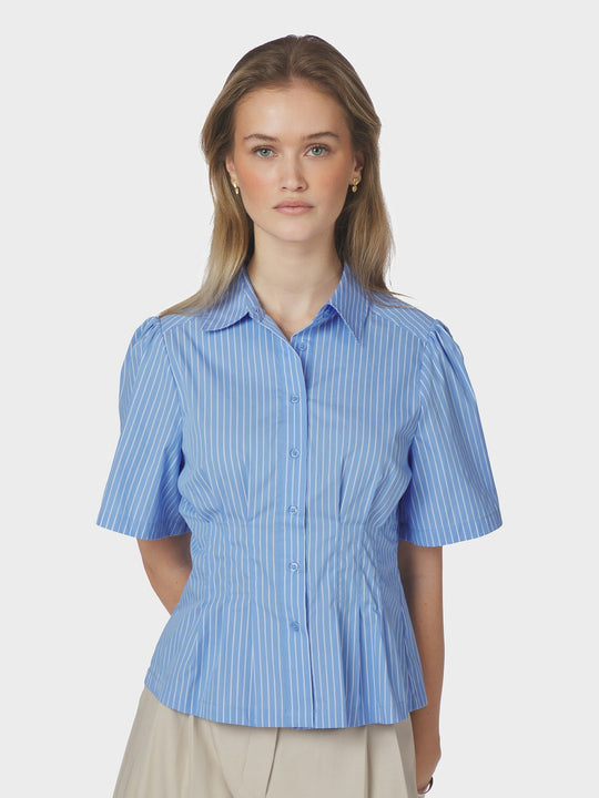 Neo Noir Balara Stripe Poplin Shirt Light Blue