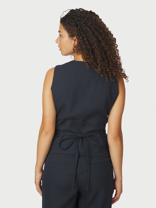 Neo Noir Samara Melange Waistcoat Navy