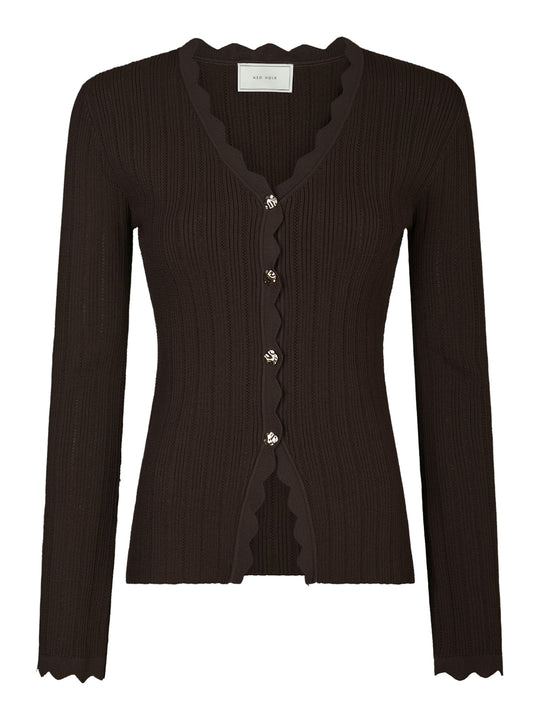 Neo Noir Clara Stitch Knit Blouse Dark Brown
