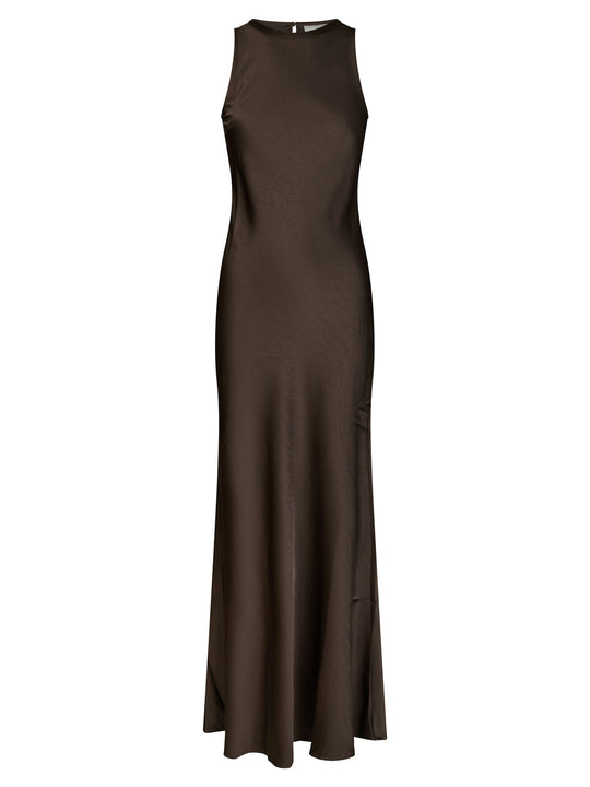 Neo Noir Celinie Heavy Sateen Dress Dark Brown