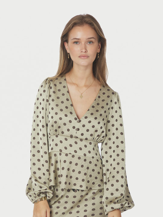 Pre-order uge 19. Neo Noir Jellima Dotted Blouse Pistachio