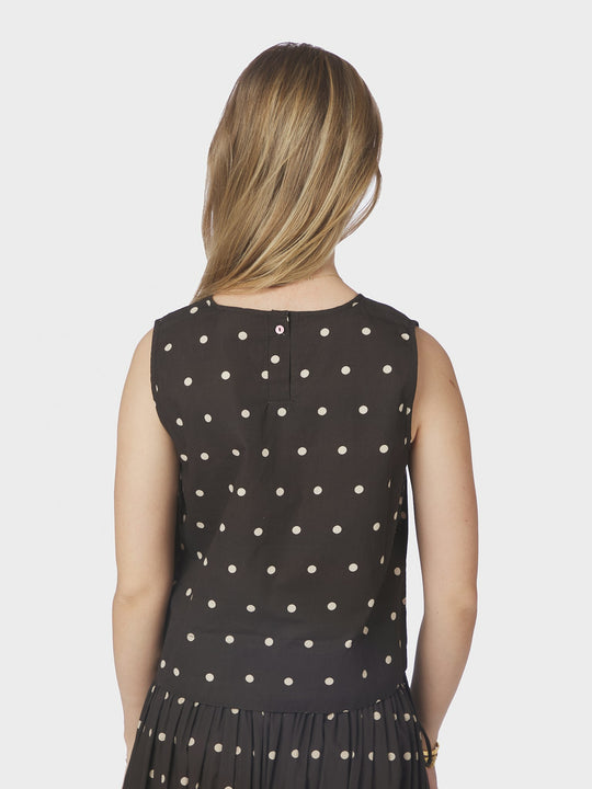 Neo Noir Polly Dot Top Dark Brown