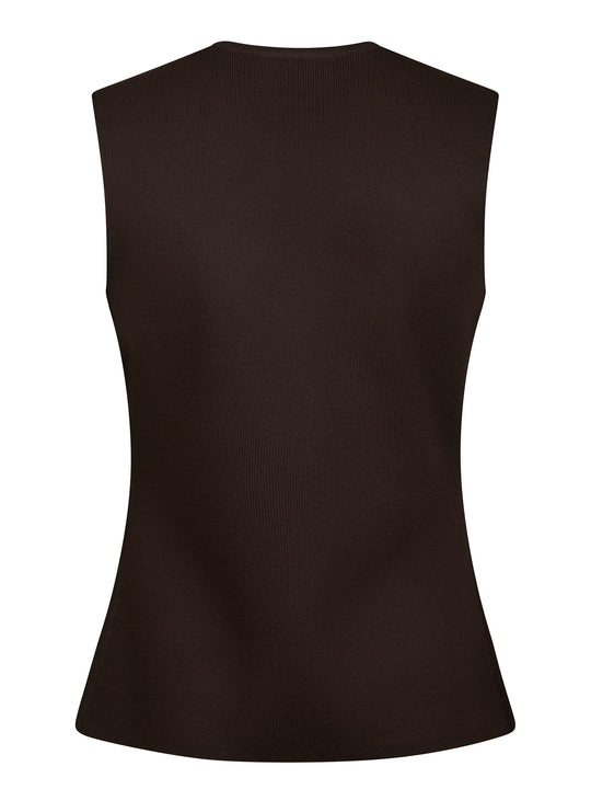 Neo Noir Sway Smooth Knit Waistcoat Dark Brown
