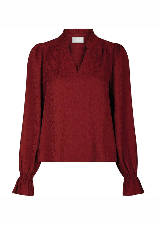 Neo Noir Amara Jacquard Dot Blouse Wine