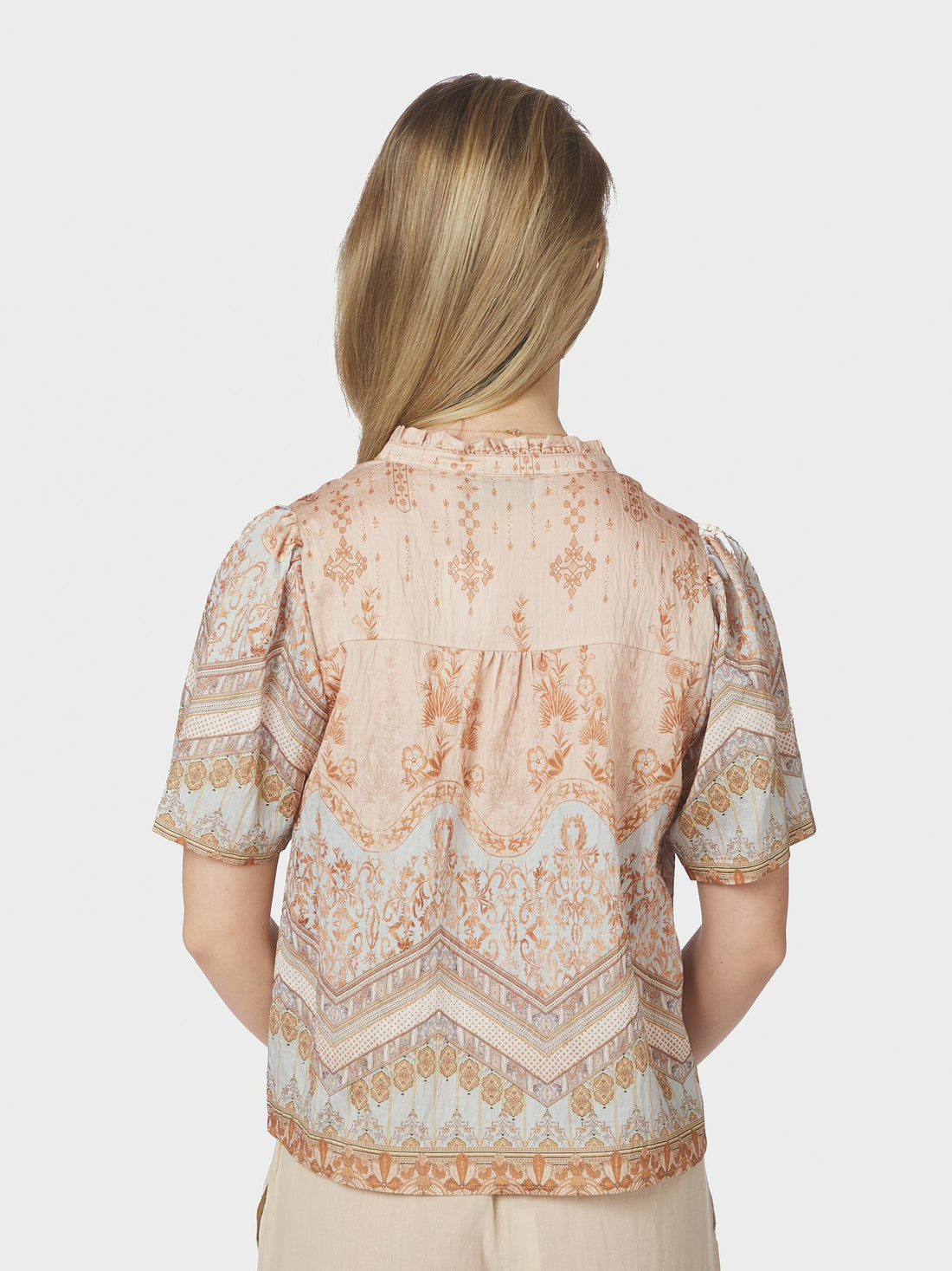 Neo Noir Torana Flower Border Blouse Flower Peach