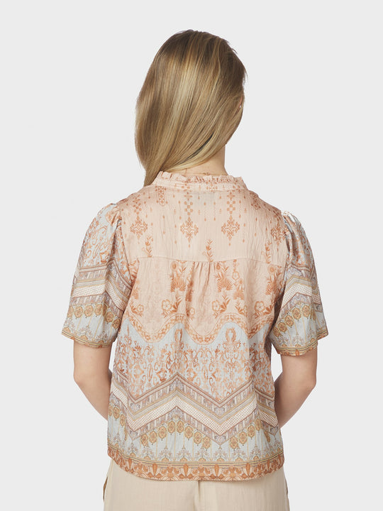 Neo Noir Torana Flower Border Blouse Flower Peach