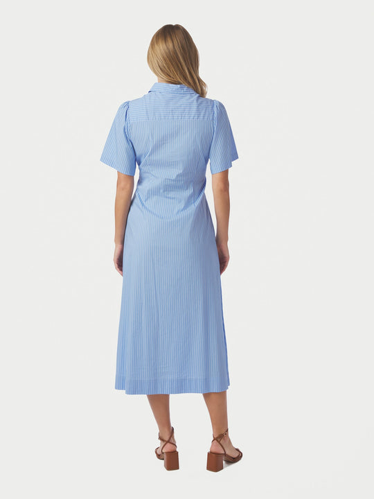 Neo Noir Baia Stripe Poplin Dress Light Blue