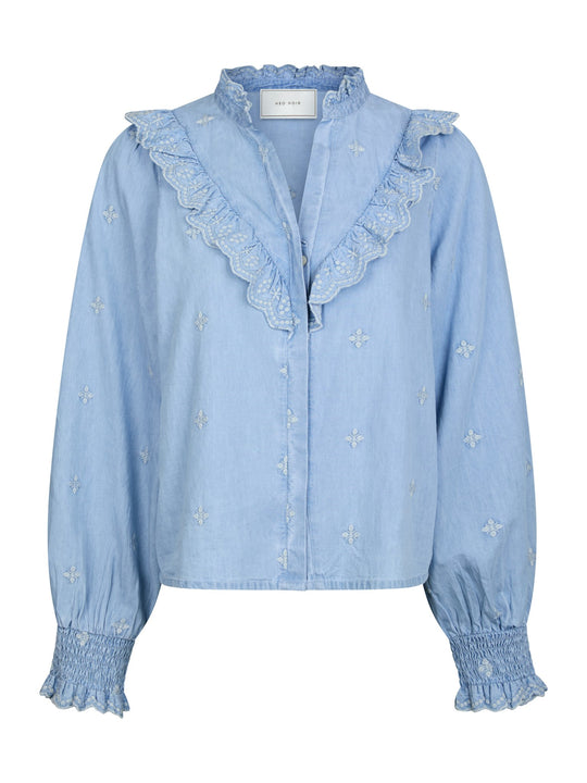 Neo Noir Degas Denim Blouse Light Blue
