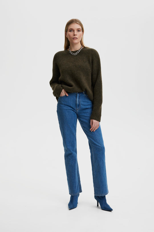 Gestuz Alphagz rundhals mörk oliv