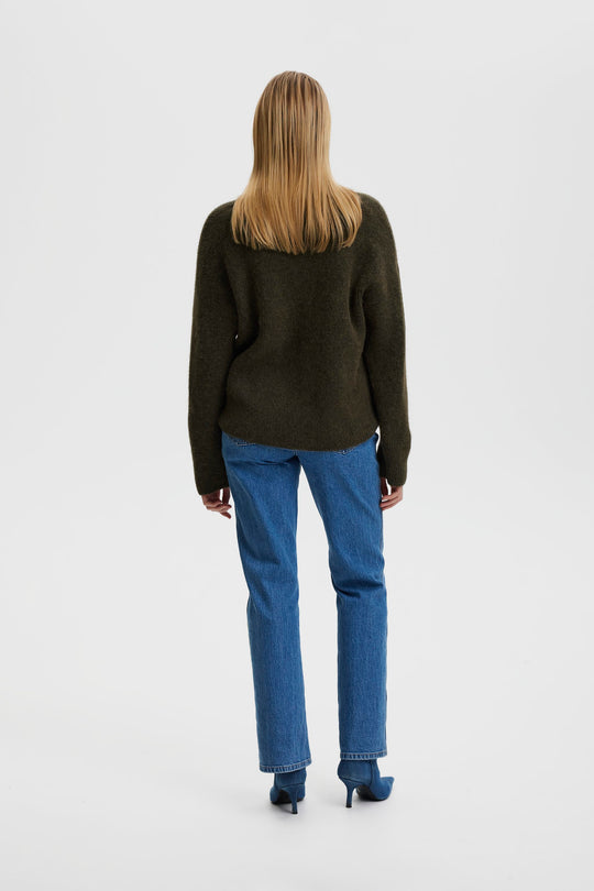 Gestuz Alphagz rundhals mörk oliv