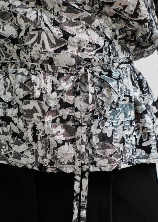 Second Female Doodle Wrap Blouse Black