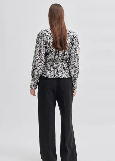 Second Female Doodle Wrap Blouse Black