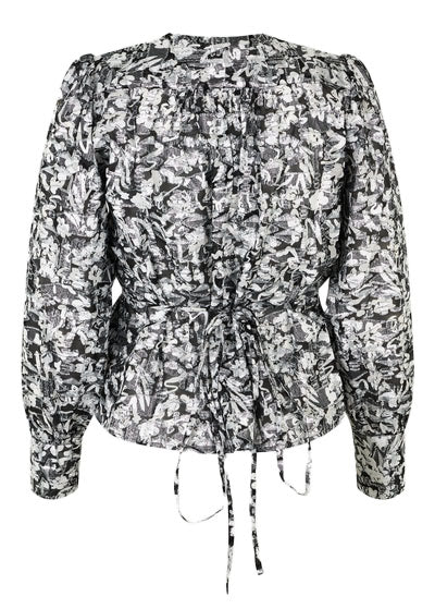 Second Female Doodle Wrap Blouse Black