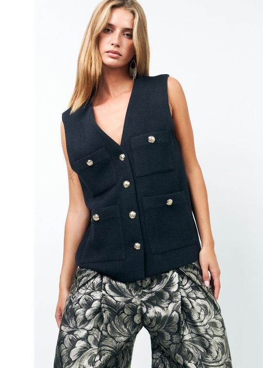 Lollys Laundry Edel Vest SS Dark Navy