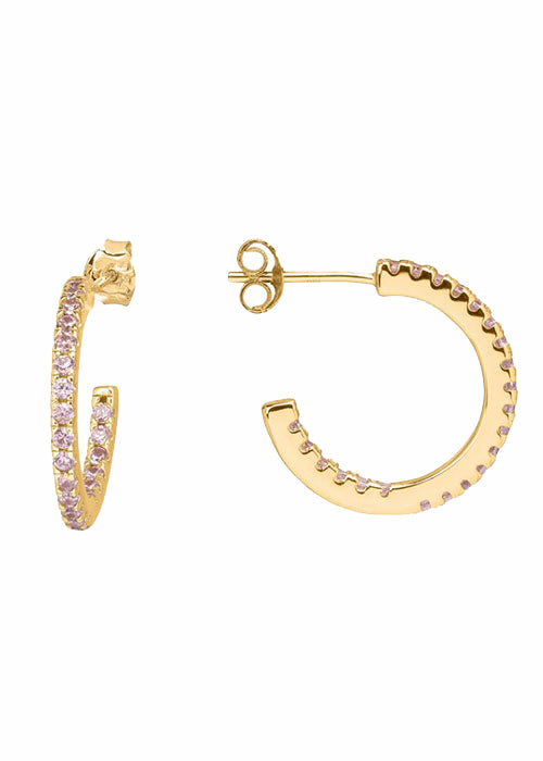 Sui Ava Eline Small Hoops Gold Pink