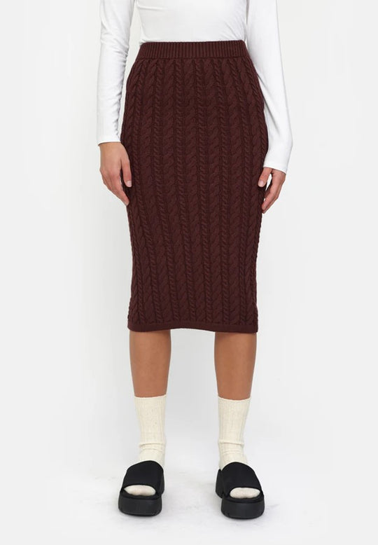 Esmé Studios Esbraidy Skirt Knit Bitter Chocolate (Bordeaux)