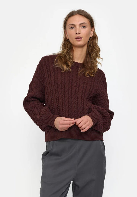 Esmé Studios Esbraidy Jumper Knit Bitter Chocolate (Bordeaux)