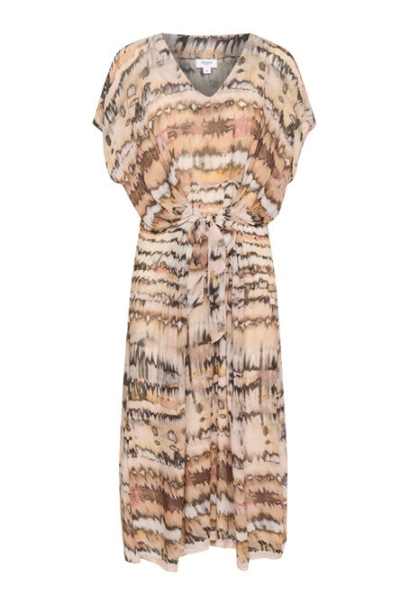 Saint Tropez EyaSZ Long Dress Creme Tiedye Strokes
