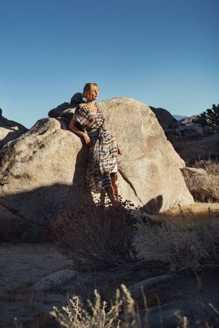 Saint Tropez EyaSZ Long Dress Creme Tiedye Strokes