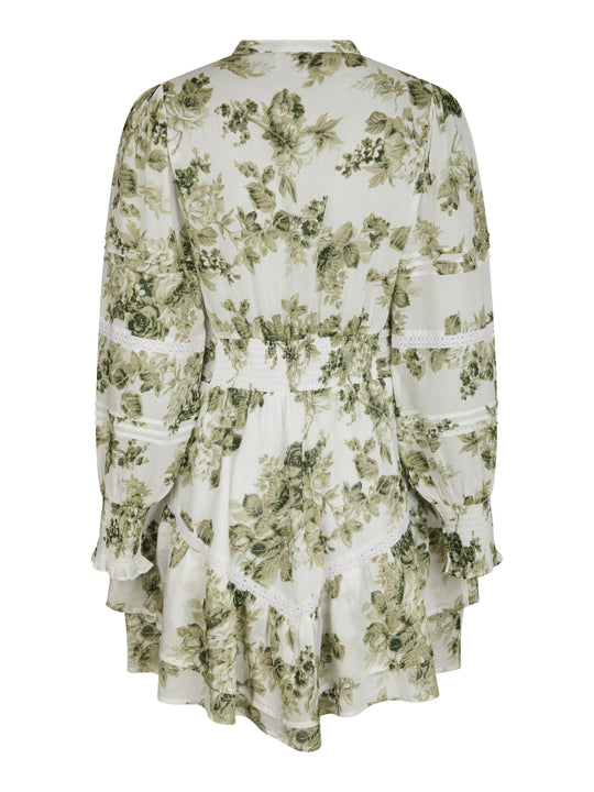 Neo Noir Roberta Flower Flow Dress Sage Green
