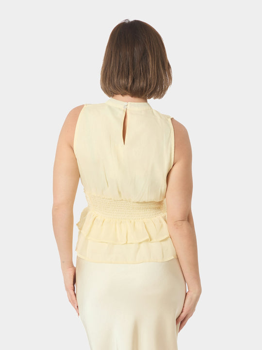 Neo Noir Ansol Solid Chiffon Top Light Yellow