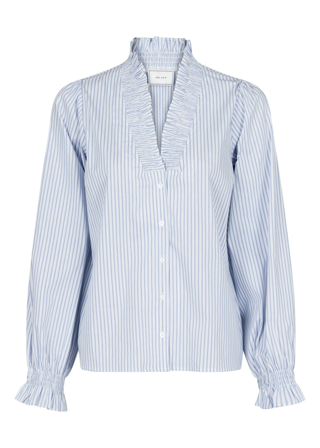 Neo Noir Brielle Stripe Shirt White Light Blue